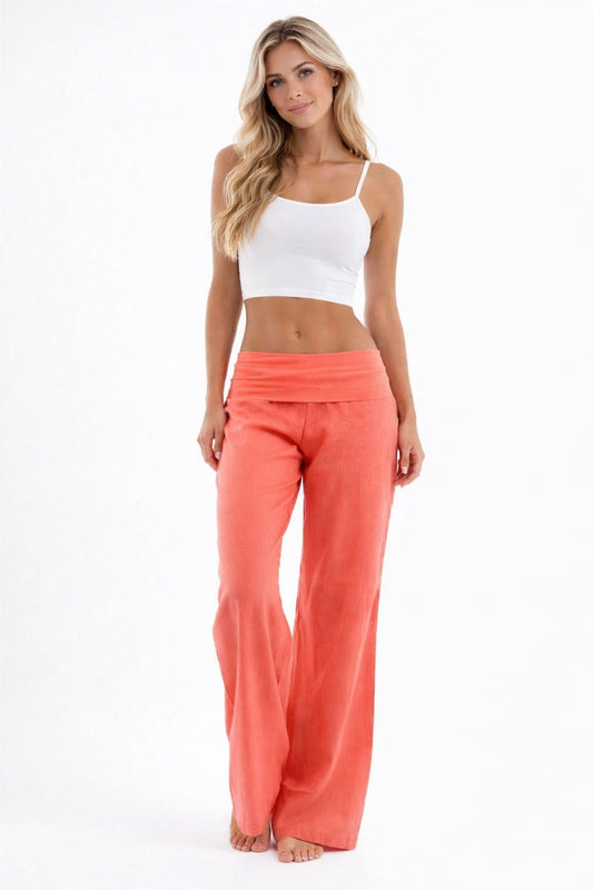 ELYARA - Coral foldover trousers