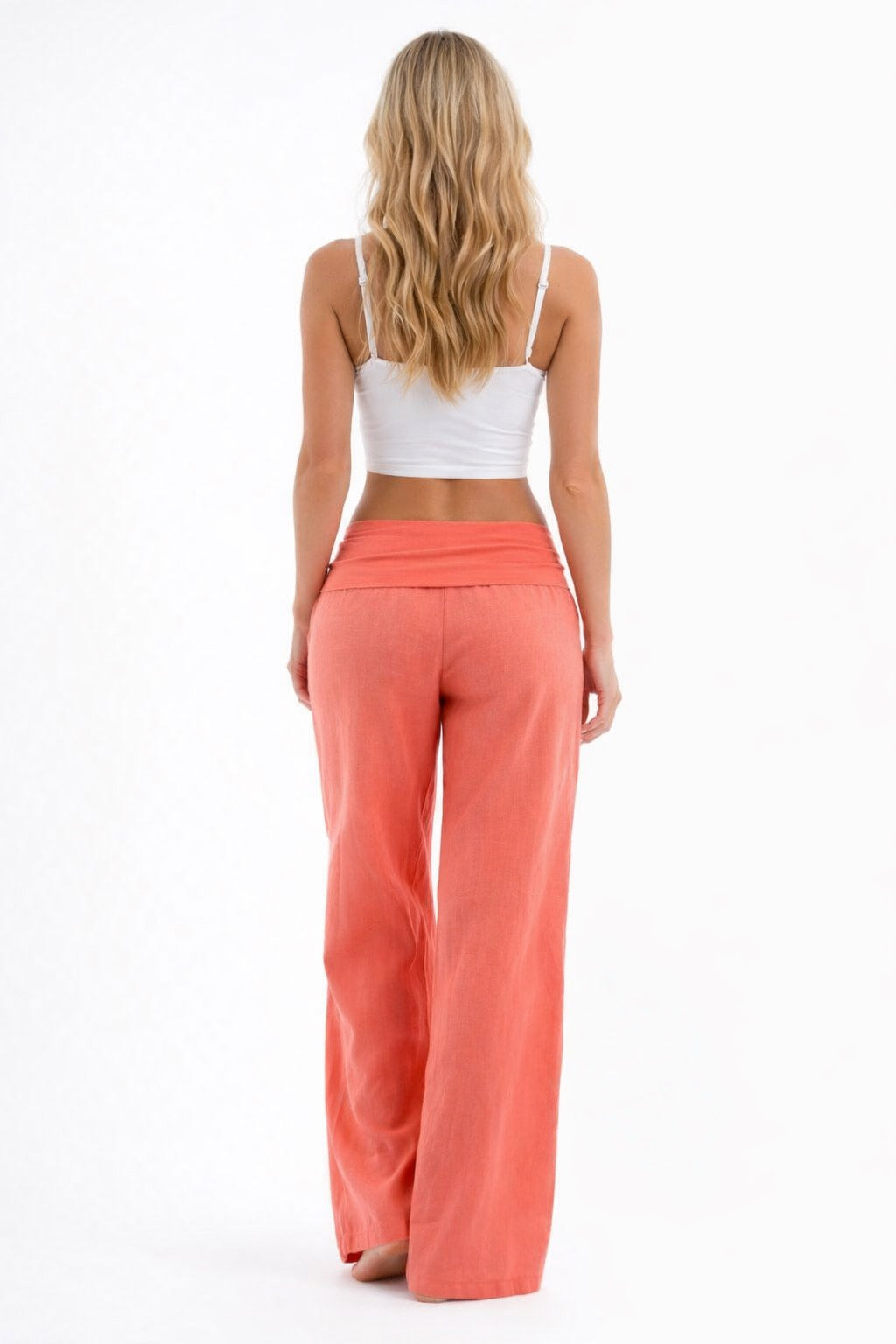 ELYARA - Coral foldover trousers